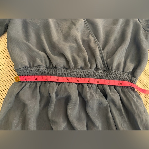 ALTAR’D STATE Like New Dusty Blue Sparkle Ruffle Long Sleeve Mini Dress Size L - Picture 8 of 10